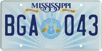 MS license plate BGA043