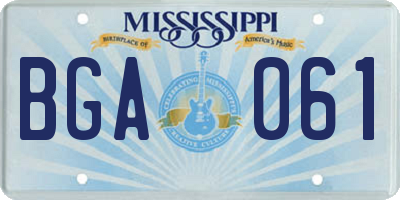 MS license plate BGA061
