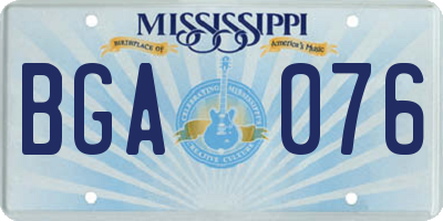 MS license plate BGA076