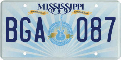MS license plate BGA087