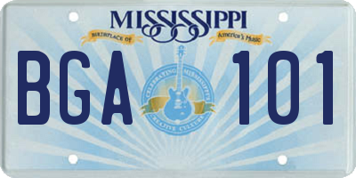 MS license plate BGA101