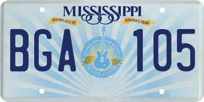 MS license plate BGA105