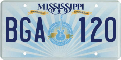 MS license plate BGA120