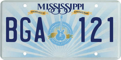 MS license plate BGA121