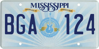 MS license plate BGA124