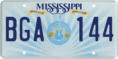 MS license plate BGA144