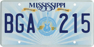 MS license plate BGA215