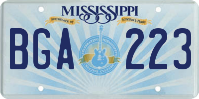 MS license plate BGA223