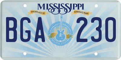 MS license plate BGA230