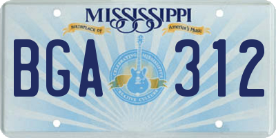 MS license plate BGA312