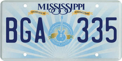 MS license plate BGA335