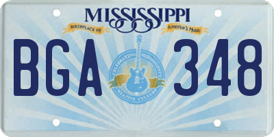 MS license plate BGA348