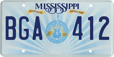 MS license plate BGA412