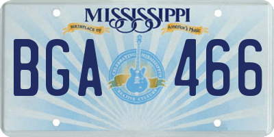 MS license plate BGA466
