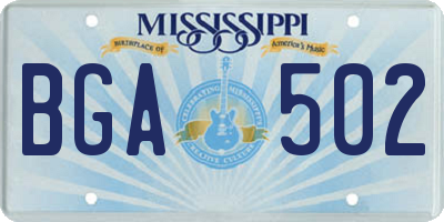 MS license plate BGA502