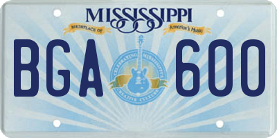 MS license plate BGA600