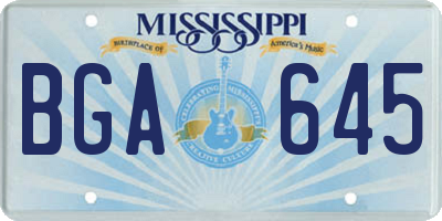 MS license plate BGA645