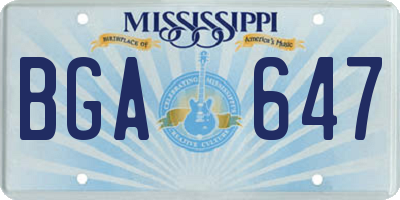 MS license plate BGA647