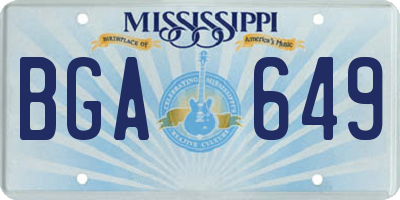 MS license plate BGA649