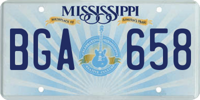 MS license plate BGA658