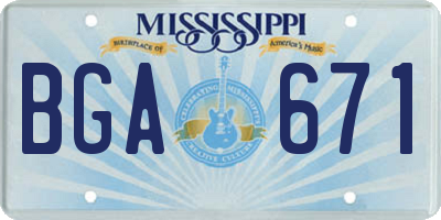 MS license plate BGA671