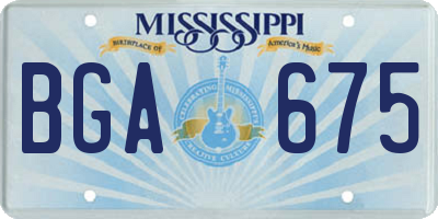 MS license plate BGA675