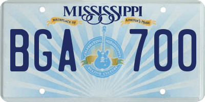 MS license plate BGA700