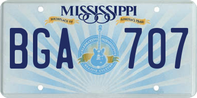 MS license plate BGA707