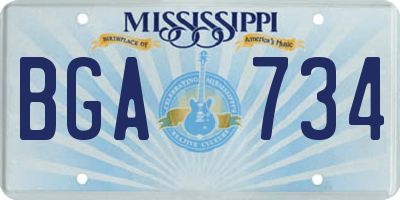 MS license plate BGA734