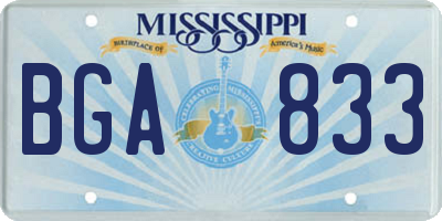 MS license plate BGA833