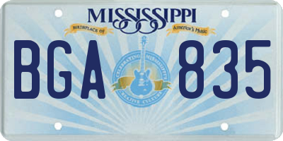 MS license plate BGA835