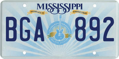 MS license plate BGA892