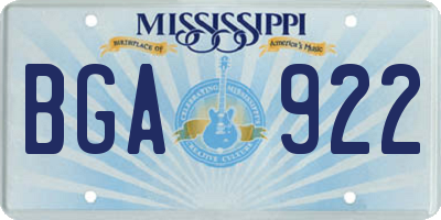 MS license plate BGA922