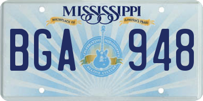 MS license plate BGA948