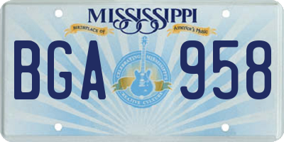 MS license plate BGA958