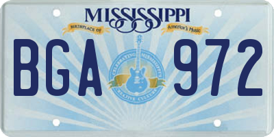 MS license plate BGA972