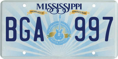 MS license plate BGA997