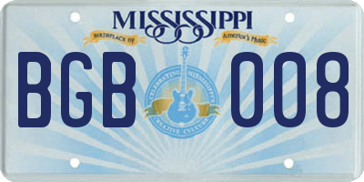 MS license plate BGB008