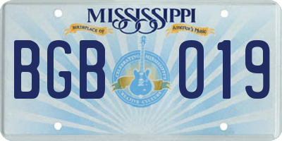 MS license plate BGB019