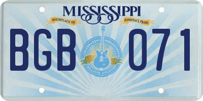 MS license plate BGB071