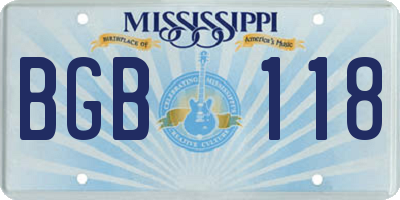 MS license plate BGB118