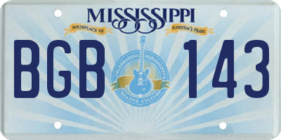 MS license plate BGB143