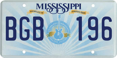 MS license plate BGB196