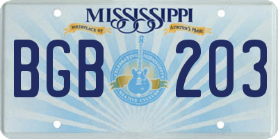 MS license plate BGB203
