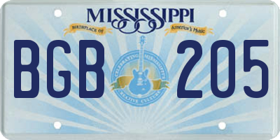 MS license plate BGB205
