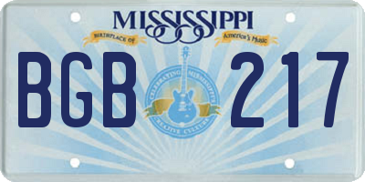 MS license plate BGB217