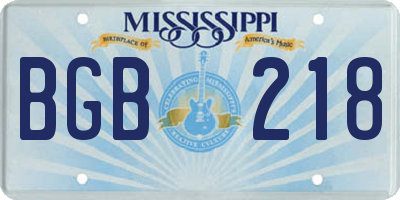 MS license plate BGB218