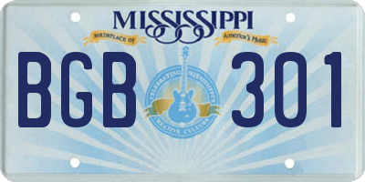 MS license plate BGB301