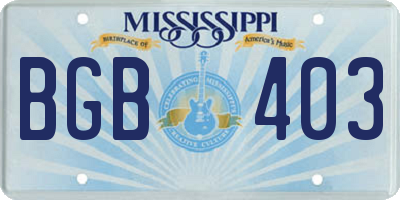 MS license plate BGB403