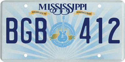MS license plate BGB412